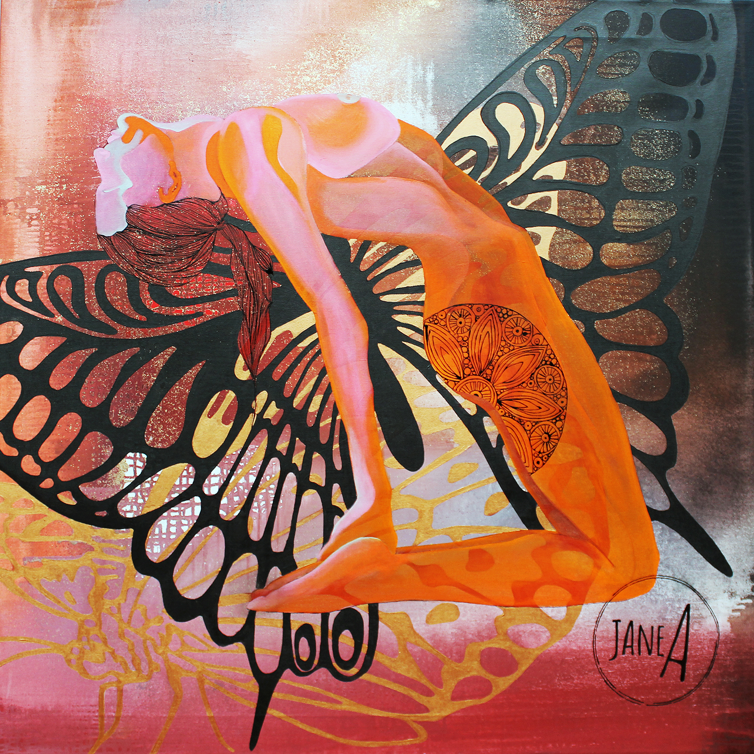 Kvinde i spind · 100x100 cm · mixed medie1500pix
