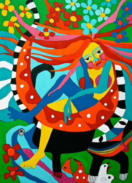 Pigen i gyngen 110x80 cm - rester